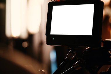 Film seti, monitörler çekim ekipmanları. Film ekibi.