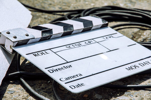 behind the scene, Film Slate on set