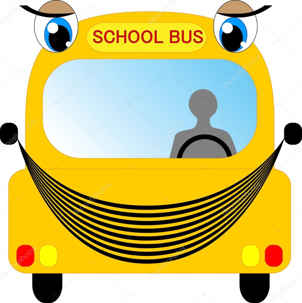 Cartoon school bus isolated on white