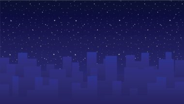 gece gökyüzünde yıldızlar ve şehir