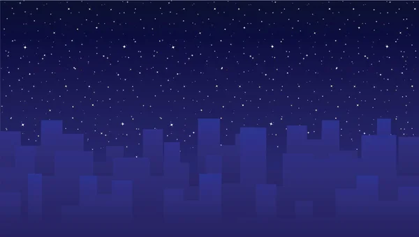 밤 하늘 별과 도시 — 스톡 벡터