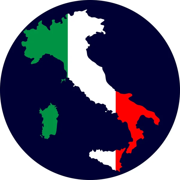 Mappa dell'Italia nei colori della sua bandiera — Vettoriale Stock
