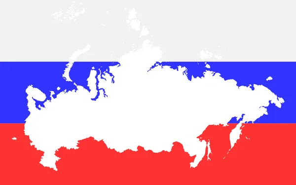 Mapa da Rússia no fundo da bandeira russa — Vetor de Stock