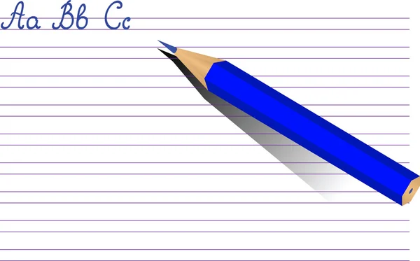 Буквы А, В и С и синий карандаш — стоковый вектор