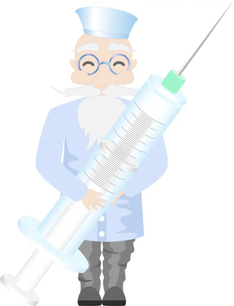 Doctor with syringe — Stock Vector