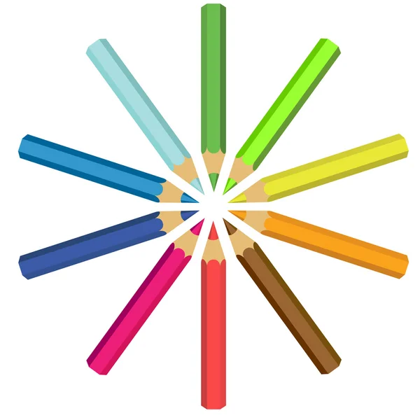Colección de crayones en círculo — Vector de stock