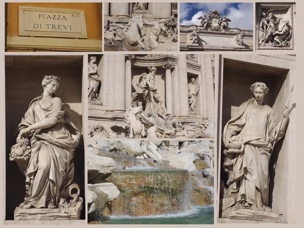Trevi Çeşmesi kolaj, Roma, İtalya.