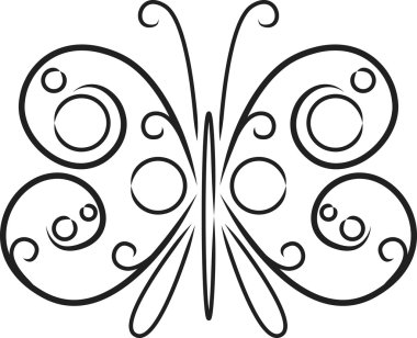 Dekoratif siyah beyaz kelebek