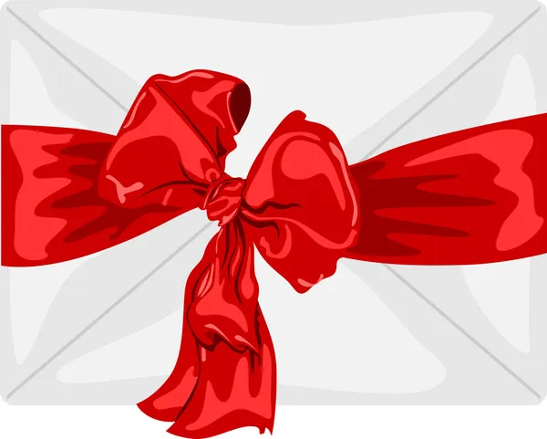 Envelope with a big red bow and ribbon — Stock Vector