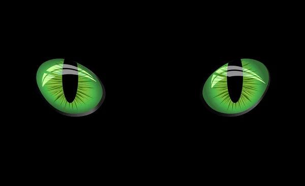 검은 배경에 위험한 녹색 눈 — 스톡 벡터