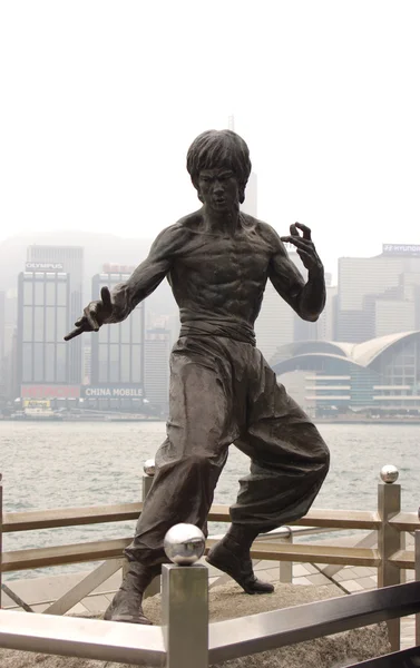 Statue de Bruce Lee dans l'avenue des étoiles à Hong Kong — Photo