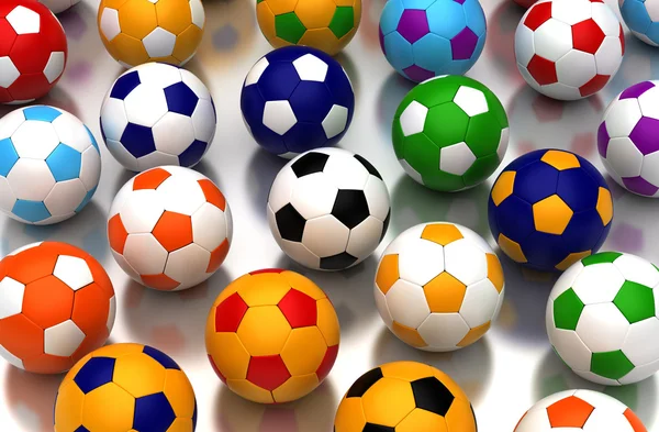 Kleurrijke voetballen — Stockfoto