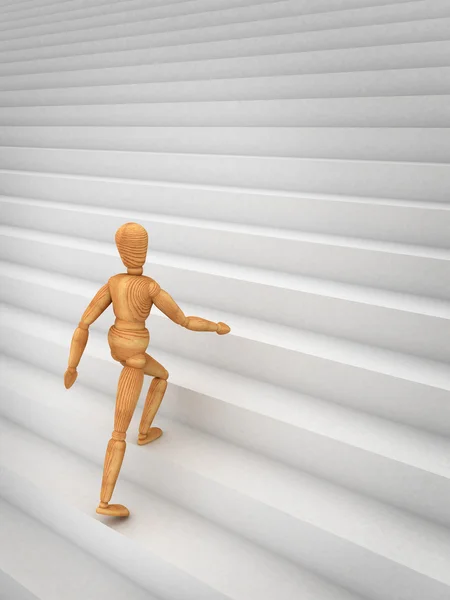Mannequin climbing stairs — Stock Photo, Image