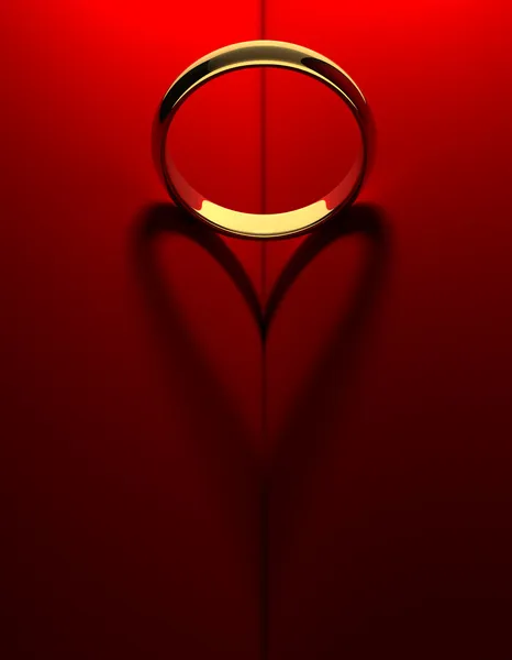 Ring with heart shadow — Stock Photo, Image