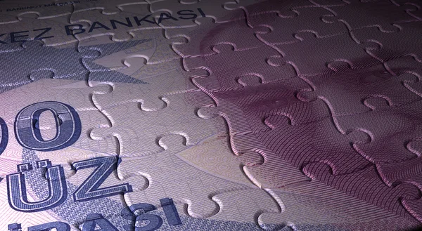 Turkish Lira and Puzzle — Stock Photo, Image