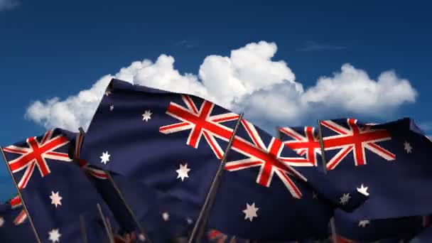 Wymachując flagami australijski — Wideo stockowe