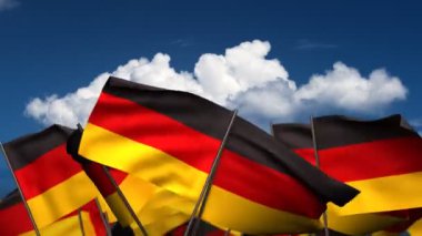 Alman bayrakları sallayarak