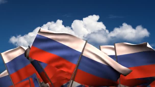 Rus bayrakları sallayarak — Stok video