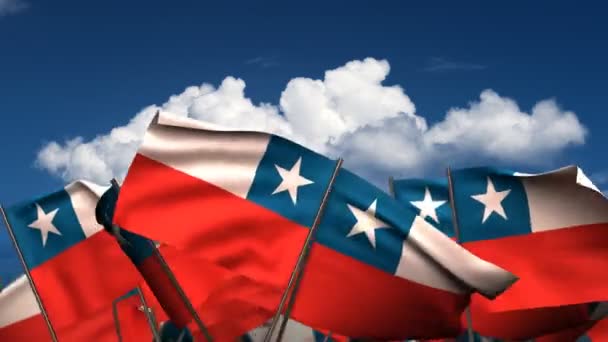 Waving Chilean Flags — Stock Video