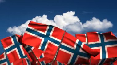 Norveç bayrağı sallayarak