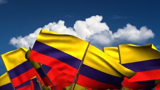 Agitant des drapeaux colombiens — Video