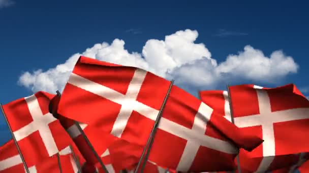 Waving Danish Flags — Stock Video