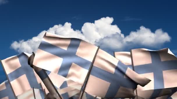 Sventolando bandiere finlandesi — Video Stock