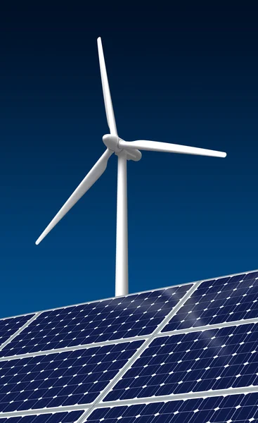 Turbina eólica y panel solar — Foto de Stock