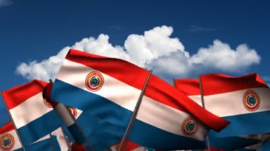 Paraguaylı bayraklar sallayarak
