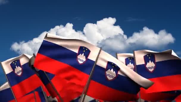 Waving Slovenian Flags — Stock Video