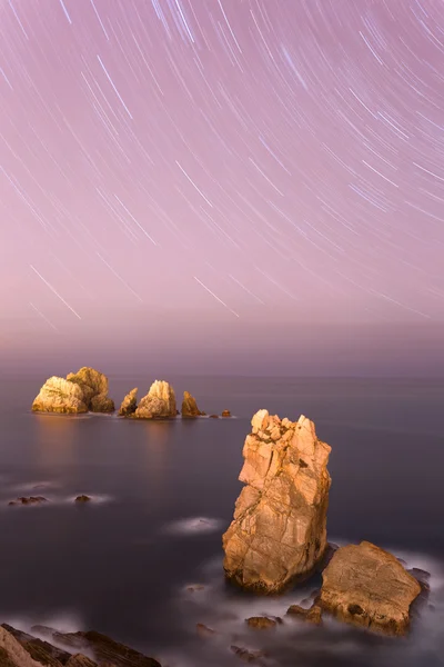 Startrails v linecres — Stock fotografie