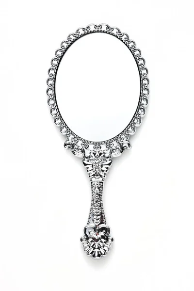 beyaz zemin üzerine el aynası