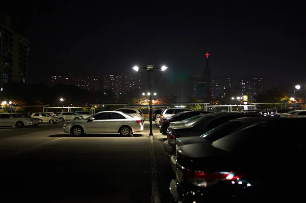 Paisaje Estacionamiento Nocturno — Foto de Stock
