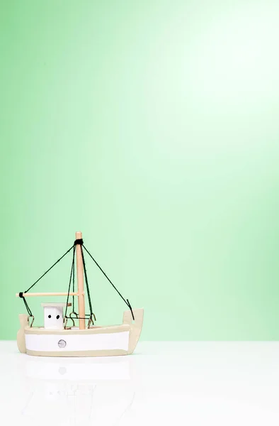 Miniature Sailboat Green Background — Stock Photo, Image