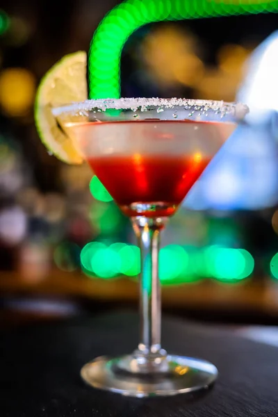 Funnel Shaped Glass Long Stem Two Tone Cocktail Dark Red — Fotografia de Stock