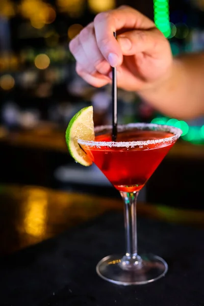 Funnel Shaped Glass Long Stem Two Tone Cocktail Dark Red — Fotografia de Stock