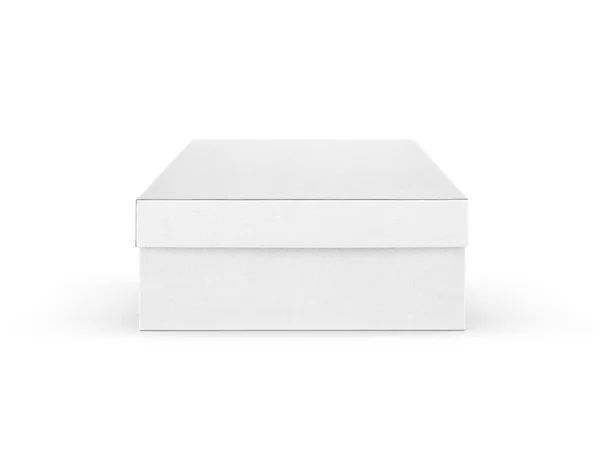 Λευκό Κουτί Συσκευασίας Από Χαρτόνι Που Απομονώνεται Λευκό Φόντο Έτοιμο — Φωτογραφία Αρχείου