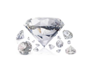 Beyaz arka planda göz kamaştırıcı elmas