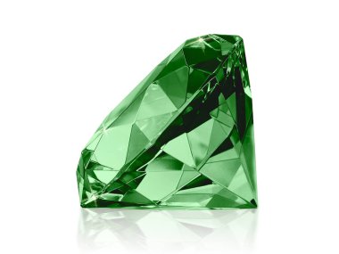 Beyaz arka planda göz kamaştırıcı elmas yeşili