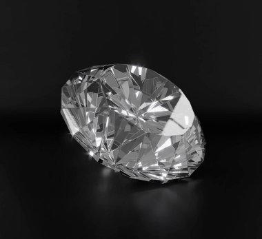 Siyah arka planda göz kamaştırıcı bir elmas. 3 Boyutlu Hazırlama