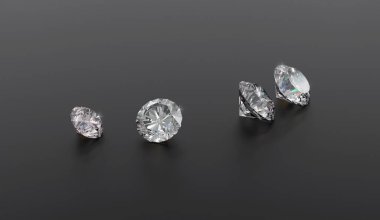 Siyah arka planda göz kamaştırıcı bir elmas. 3 Boyutlu Hazırlama