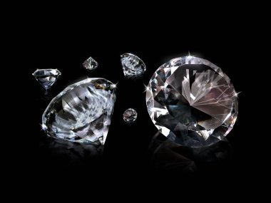 siyah arka plan üzerine göz kamaştırıcı Pırlanta