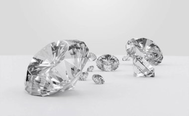Beyaz arka planda göz kamaştırıcı bir elmas. 3d hazırlayıcı