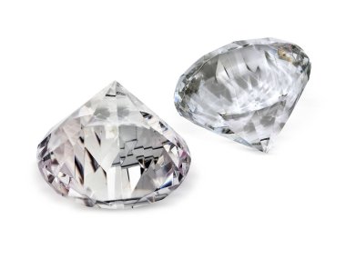 Beyaz arka planda göz kamaştırıcı elmas