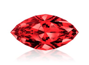 Beyaz arka planda göz kamaştırıcı elmas kırmızı taşlar