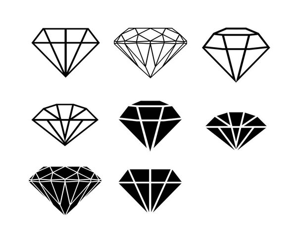 diamonds in a flat style. Abstract black diamond icons. Linear outline sign. icon logo design diamonds.