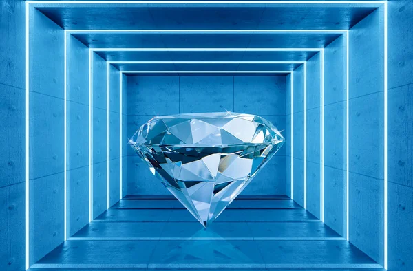 빛나는 다이아몬드빛나는 램프가 추상적 파란색 있습니다 — 스톡 사진