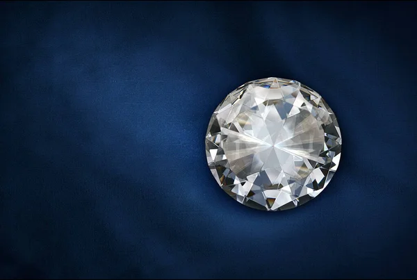 Diamant Auf Blauem Stoff Hintergrund — Stockfoto