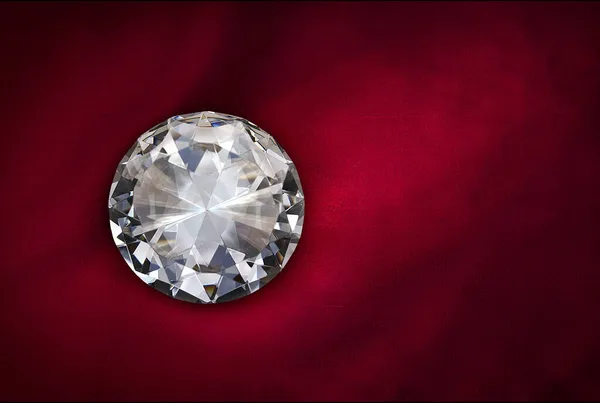 Diamant Sur Fond Tissu Rouge — Photo