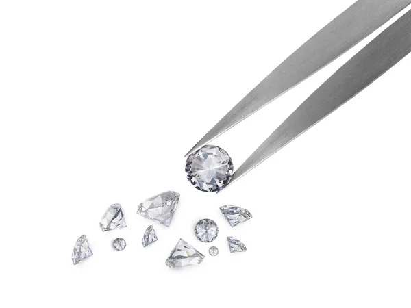 Diamante Taglio Brillante Detenuto Pinzette — Foto Stock